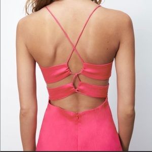 ZARA Cut Out Linen Blend Dress ZARA Size Medium Pink